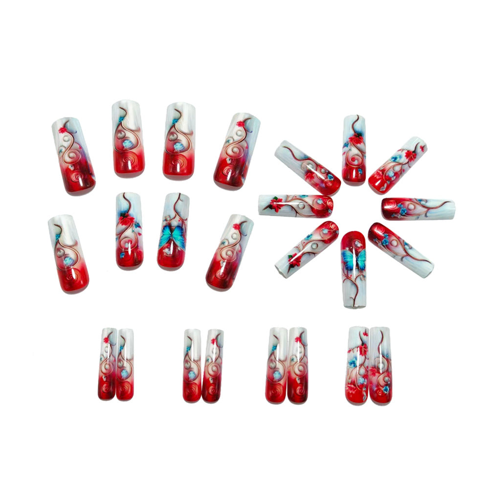Kunstnägel mit Blumen- und Schmetterlings-Design Brehn