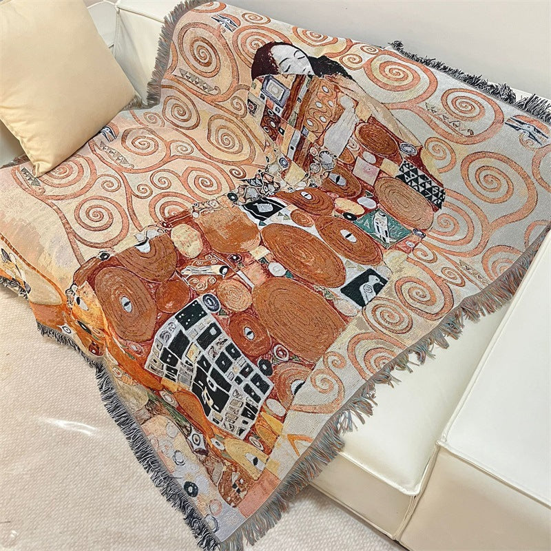 Künstlerische Fransen Wandteppich Decke