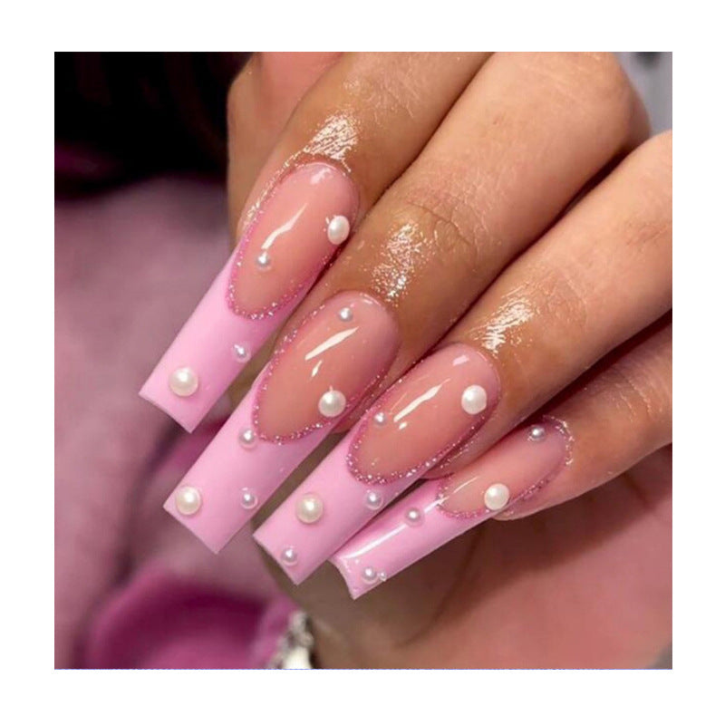 Perlenakzent Lange Stiletto Nagelverlängerungen