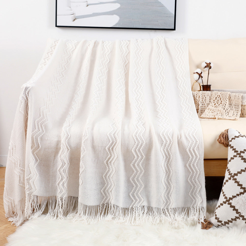 Damen Gemütliche Strickdecke mit modernem Zickzack-Muster Brehn