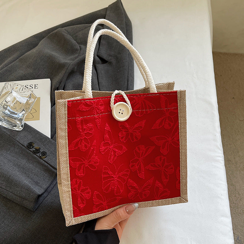 Schmetterling bestickte Stofftasche