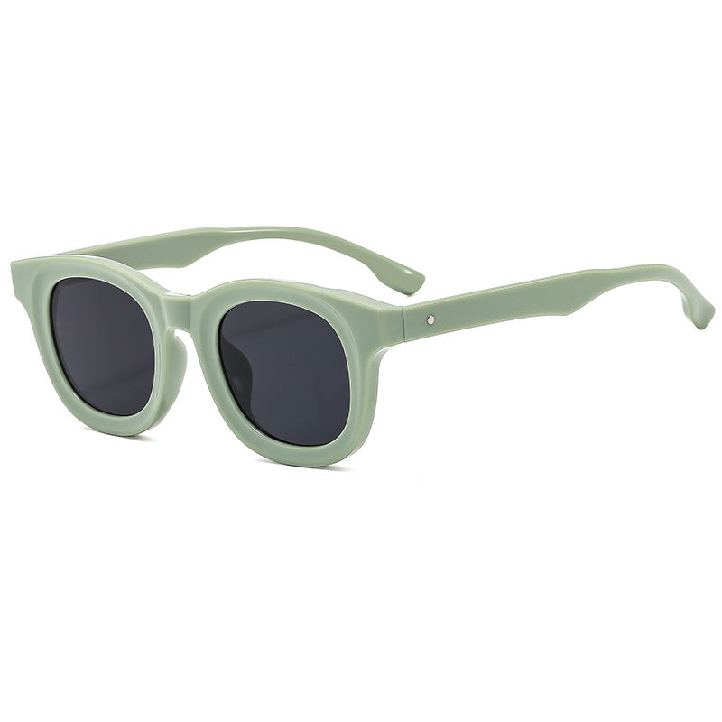Damen Runde Sonnenbrille mit stylishen, breiten Kunststoff-Rahmen Brehn