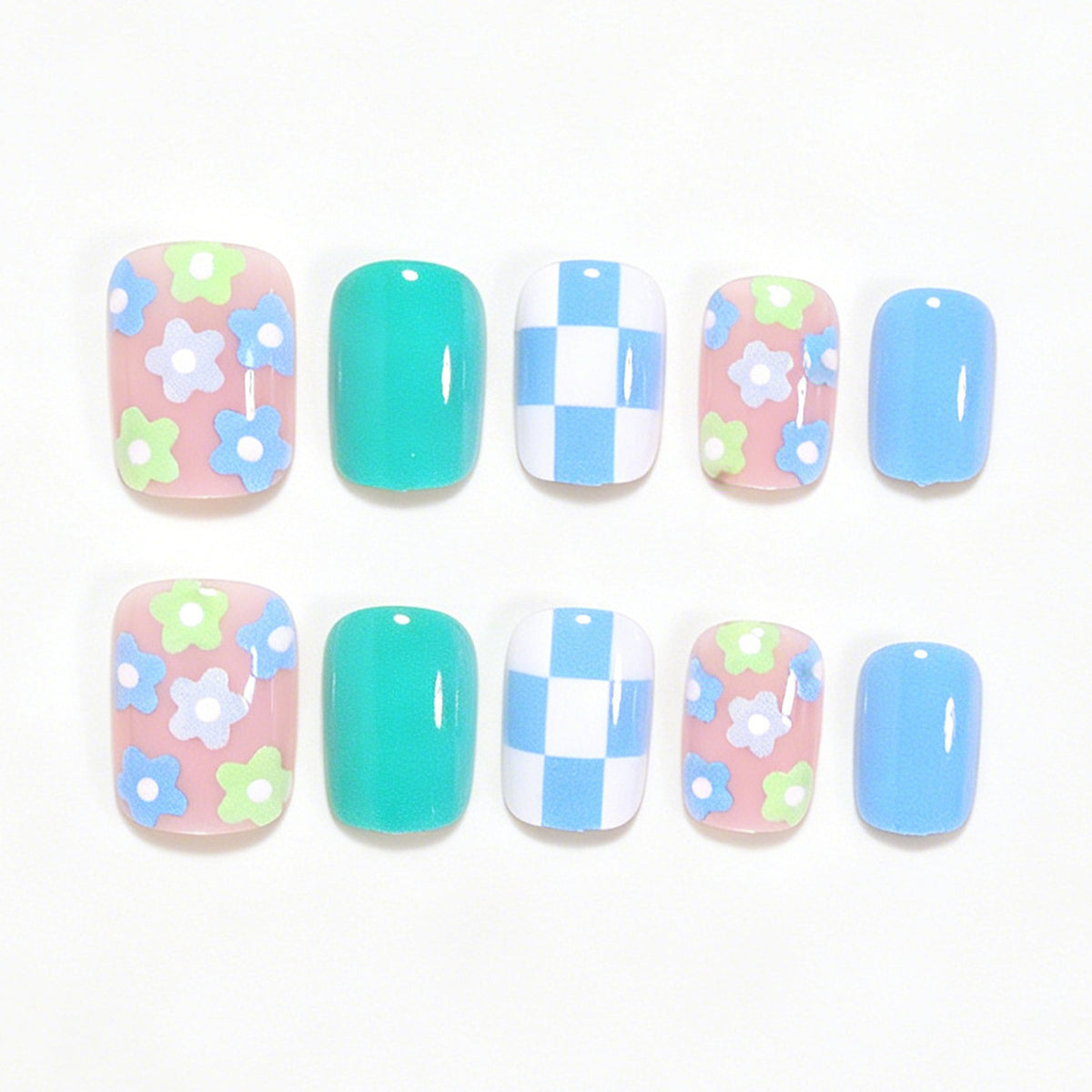 Kreatives Floral Press-On Nagelkunst Set Brehn
