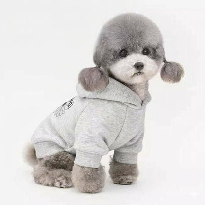 Kleiner Hund Baumwollfleece Pullover Hoodie mit gerippten Bündchen und Gänseblümchen-Druck