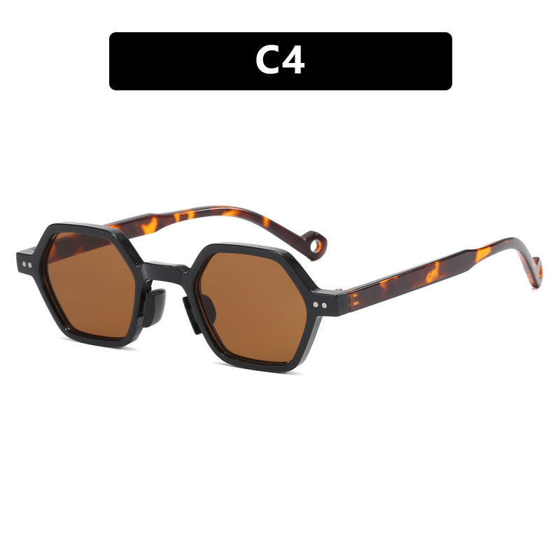 Damen hexagonale Sonnenbrille mit transparentem Rahmen Brehn