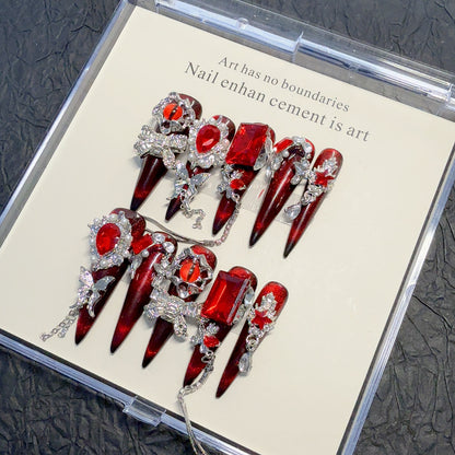Glamouröse Künstlerische Strass Nagelverzierungen