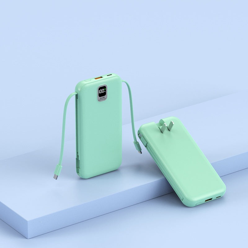 Tragbare Powerbank mit integriertem Ladekabel und LED-Display Brehn