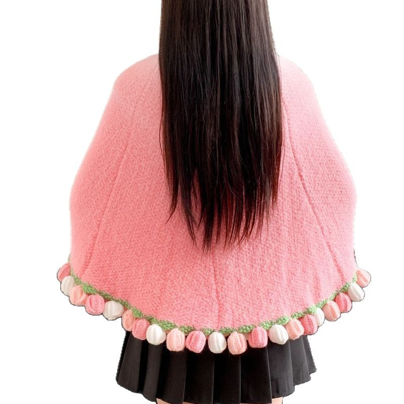 Poncho Mit Buntem Pomponbesatz Brehn