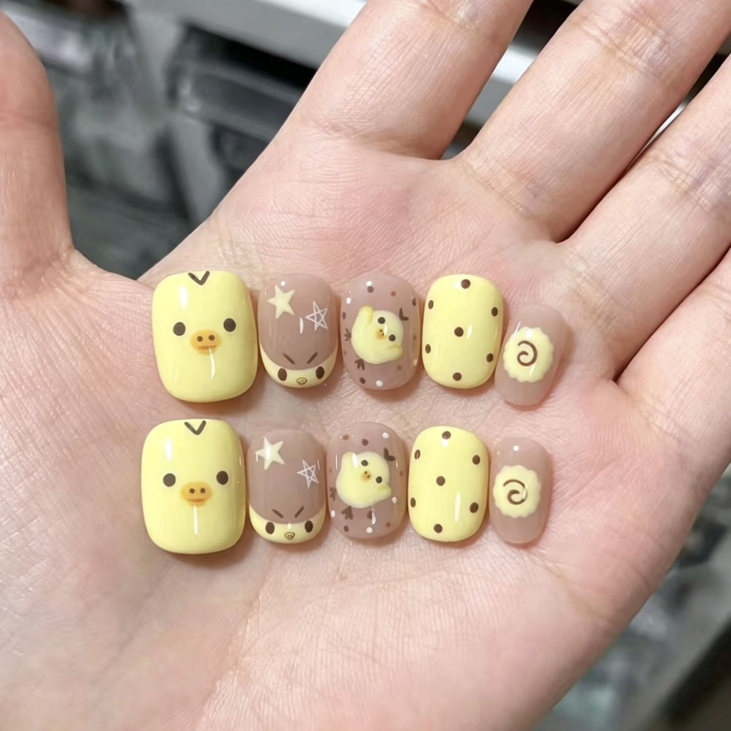 Künstlerisches katzenmotiviertes Press-On-Nagelkunstset Brehn