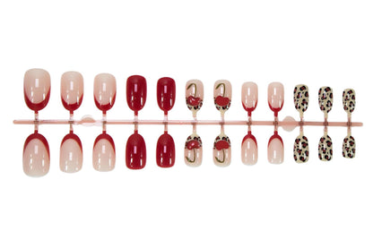 Kunstnagelset mit trendigen Leopard- und Kirschmotiven Brehn
