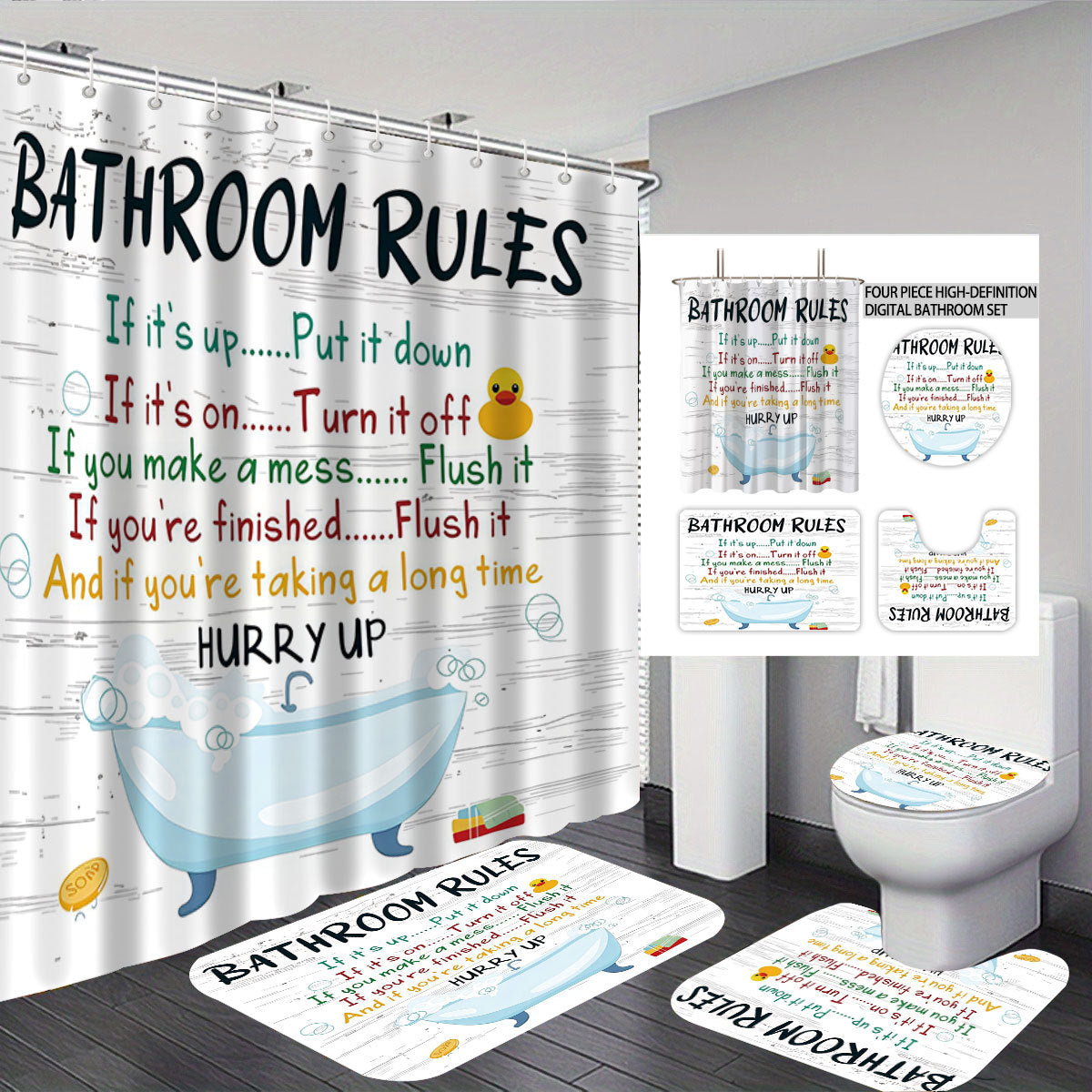 Badezimmerregeln Digitales Badezimmer-Dekor Set Brehn