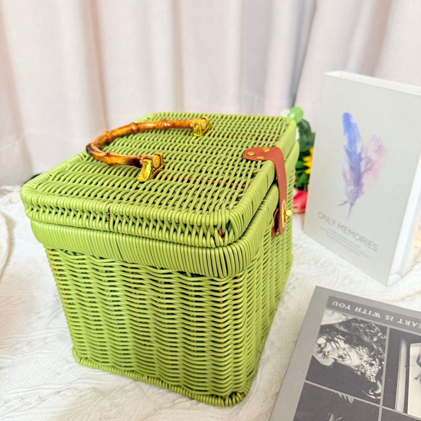 Damen Handgewebter Rattan Aufbewahrungskorb mit Bauchtasche Brehn