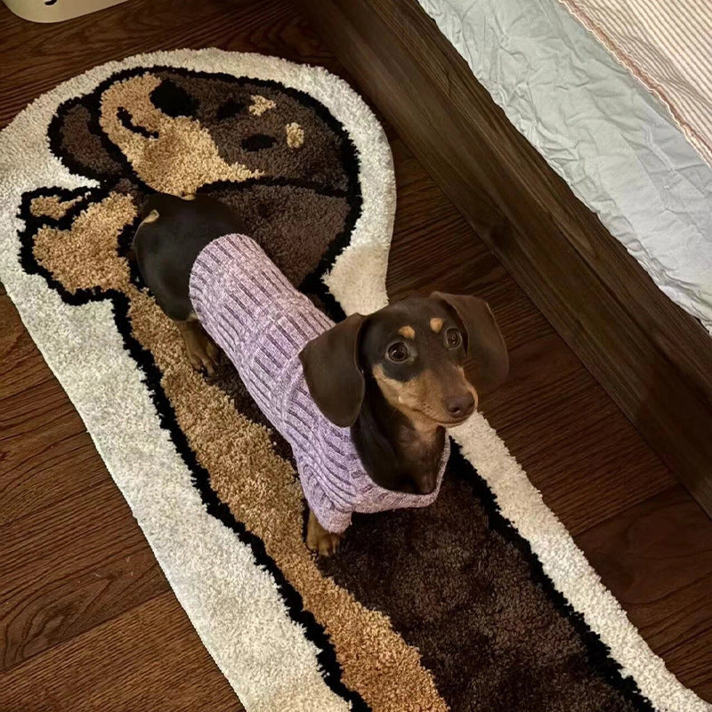 Plush Low-Pile Runner Rug with Realistic Dachshund Silhouette and Non-Slip Backing