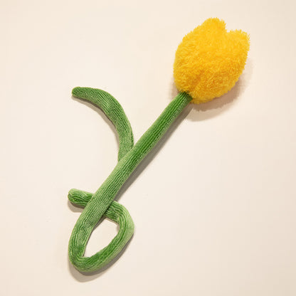 Plüsch Cordhosen Tulpe Katzenspielzeug mit flauschigem Pom-Bud & flexiblem Stiel Brehn