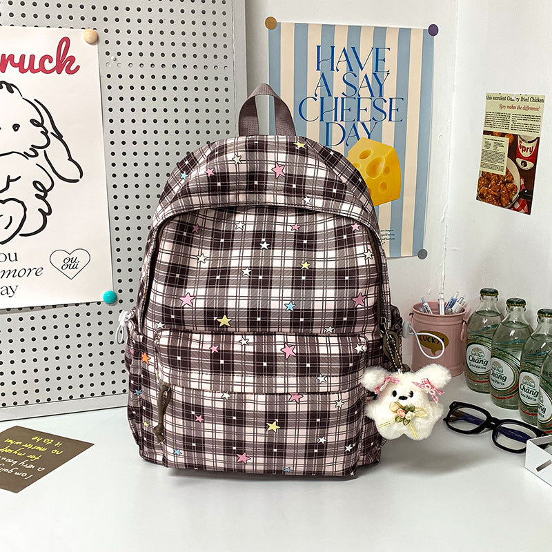 Stylischer Mehrfach-Taschen Karo Rucksack Brehn