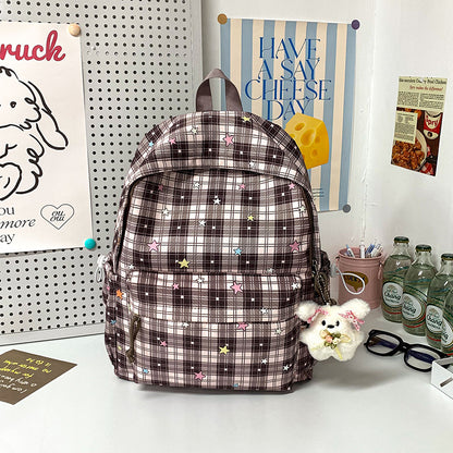 Stylischer Mehrfach-Taschen Karo Rucksack Brehn
