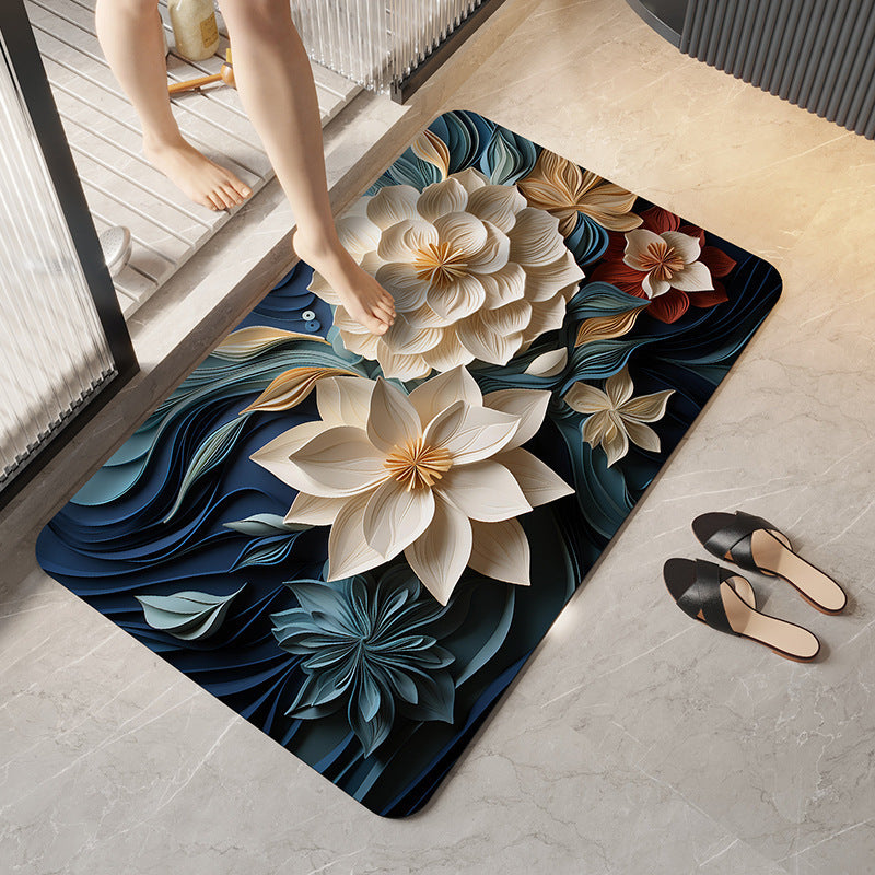 Künstlerisches Floral Design Badezimmermatte Brehn