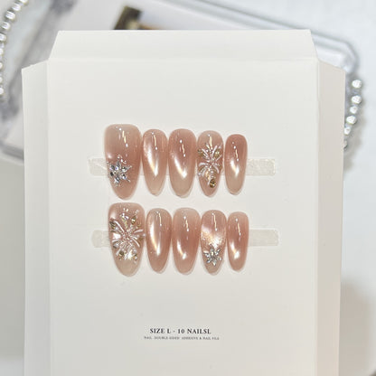 Glitzerndes Press-On Nagelkunst-Set mit Schneeflocken-Design Brehn
