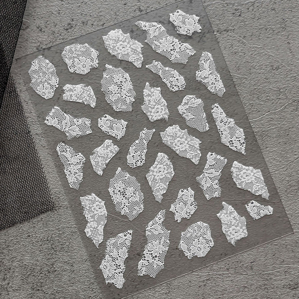 Zartes Spitze Nagelkunst Aufkleber Set