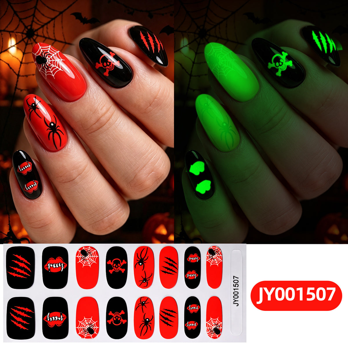Leuchtende Halloween-Nagelkunst-Sticker