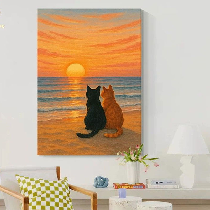 Künstlerische katzenmotivierte Leinwandwandkunst