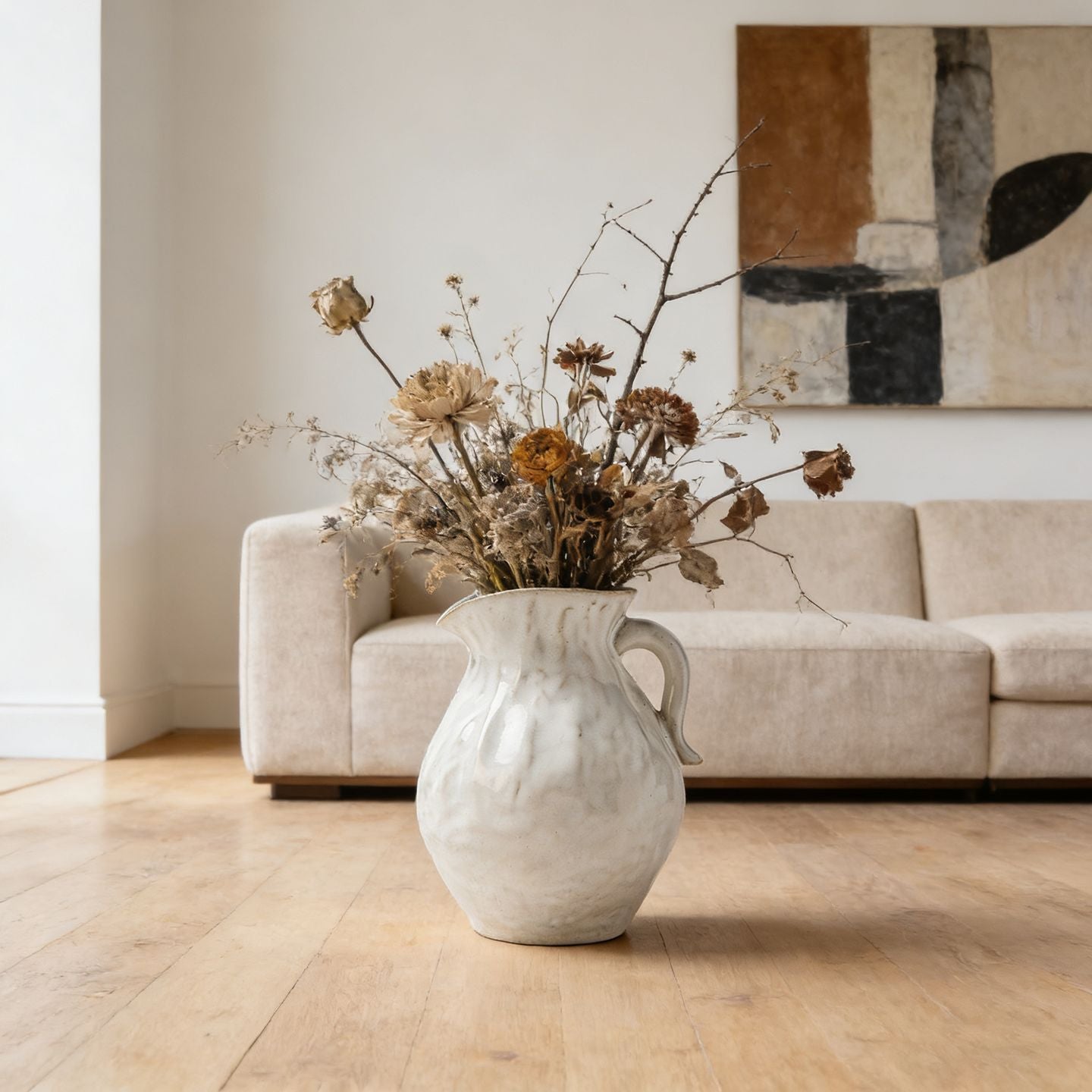 Handgefertigte Texturierte Keramikkanne Vase für Blumenarrangements