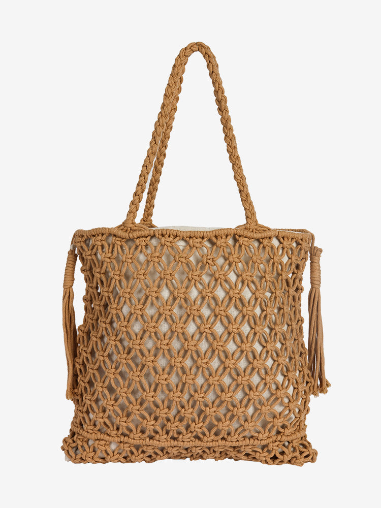 Damen Makramee Strandtasche mit eleganten Fransen Brehn