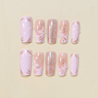 Dekoratives Langes Press-On Nagelkunst-Set Brehn