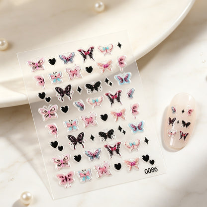 Bunte Schmetterling Nagelkunst Aufkleber