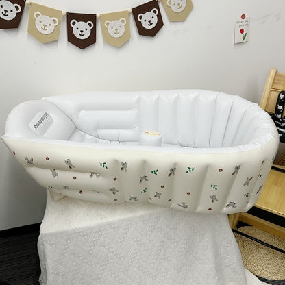Aufblasbare tragbare Babybadewanne mit Kopfstütze und integriertem Becherhalter
