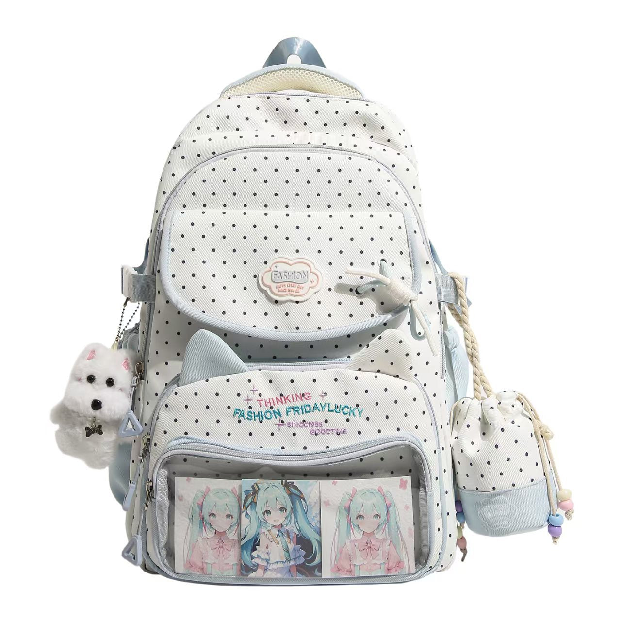 Verspielt gepunkteter Charakter-Rucksack Brehn
