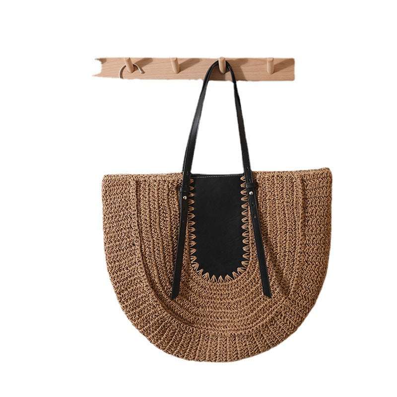 Elegante Handgefertigte Basttasche mit Lederakzenten Brehn