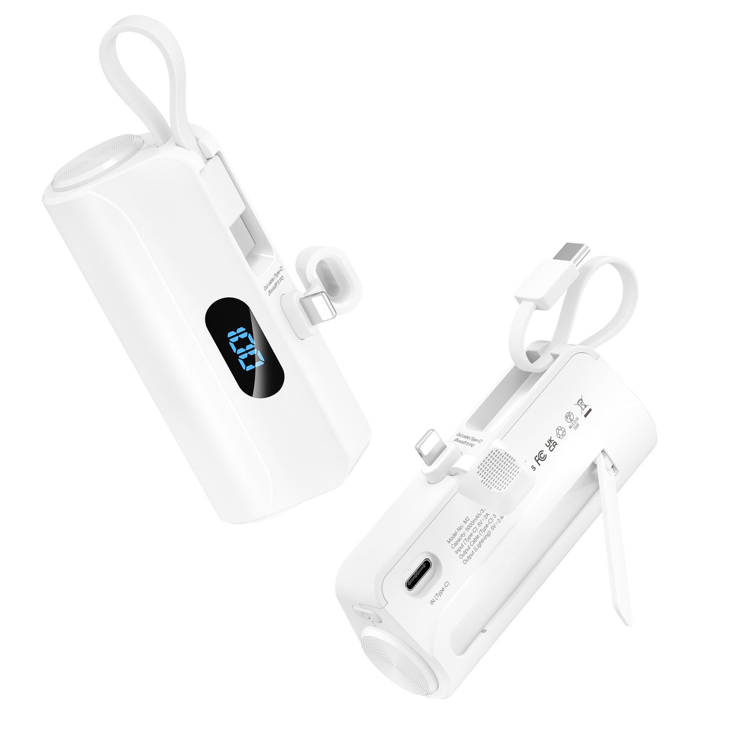 Tragbare Powerbank mit Integriertem Micro-Usb-Kabel und Led-Taschenlampe Brehn