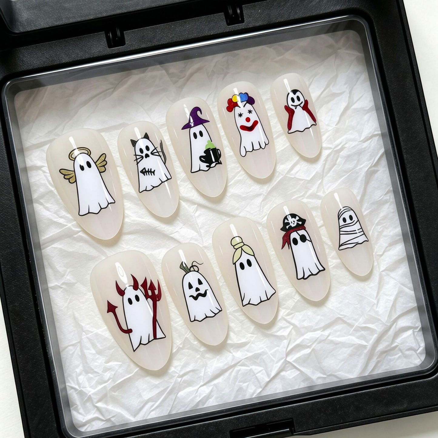 Halloween-Themen Gespensterdesign Press-On Nail Art Set Brehn