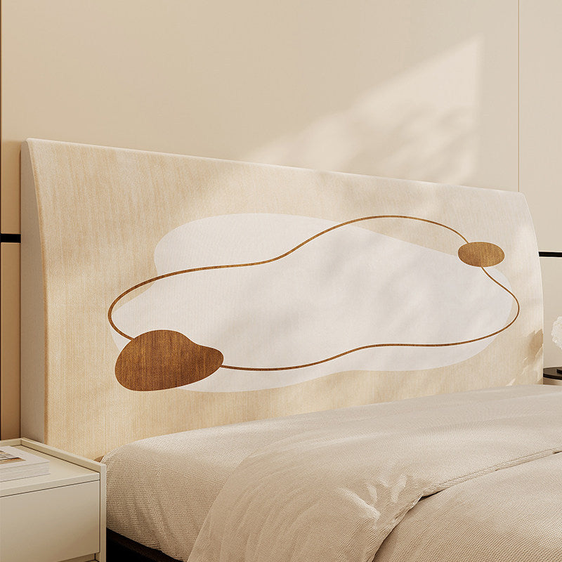 Upholstered Padded Headboard Cover with Abstract Minimalist Print