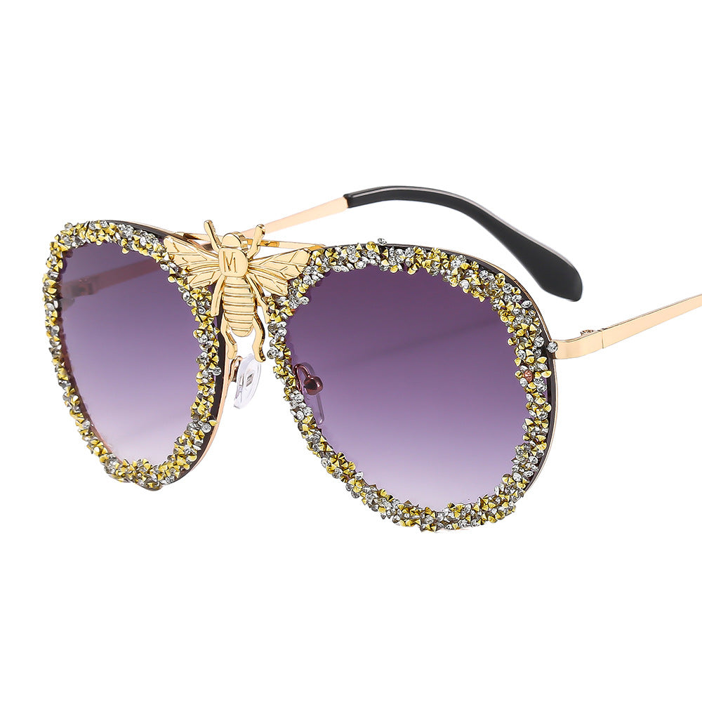 Damen Glamouröse Oversize-Sonnenbrille mit einzigartigem Schmuckrahmen Brehn