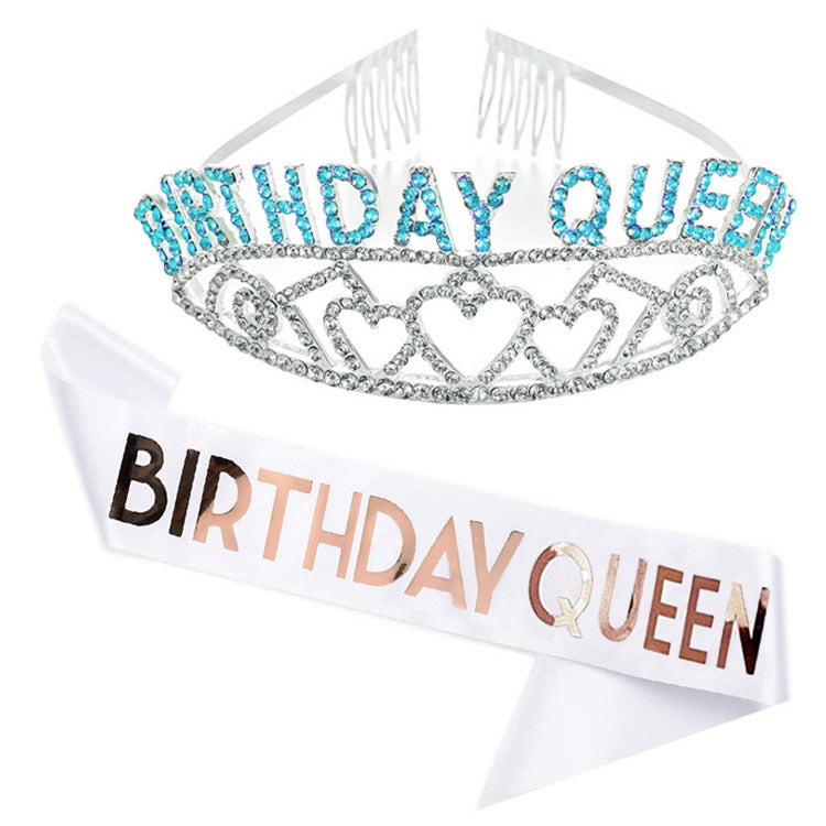 Damen Funkelndes Tiara- und Schärpen-Set Brehn