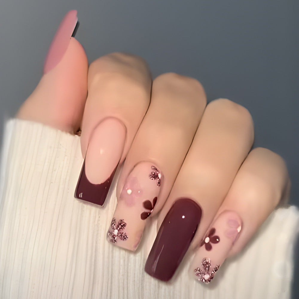 Künstlerisches Floral Gel Nagel Set Brehn