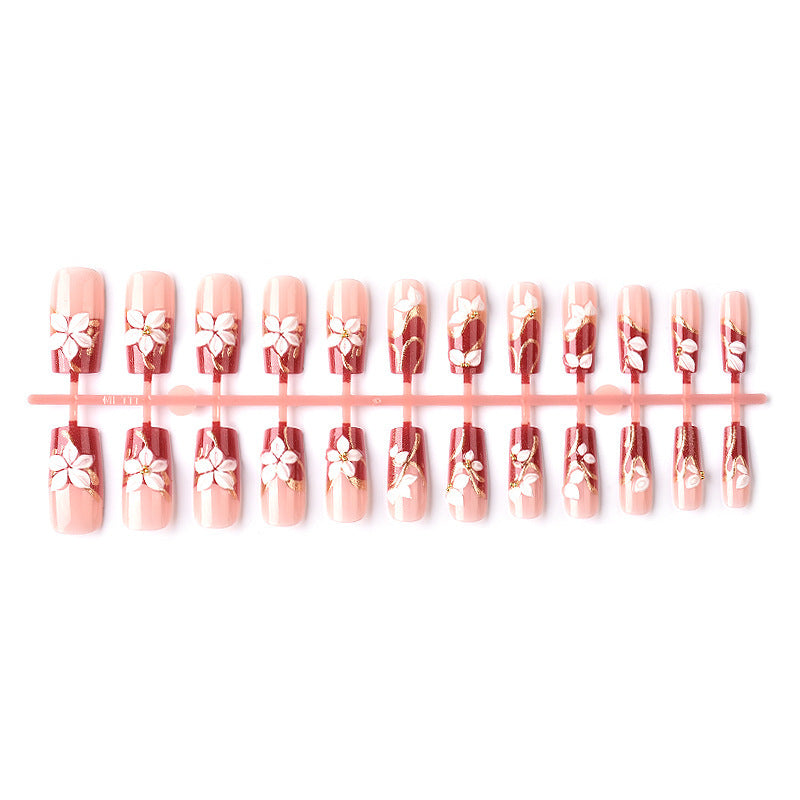 Artistic Floral 3D Press-On Nail Art Brehn