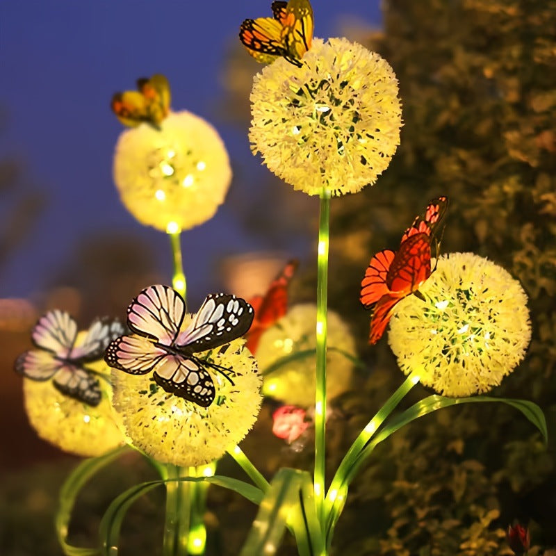 Dekorative Solar-LED-Garten-Löwenzahn-Stecklichter mit Schmetterlingsakzenten Brehn