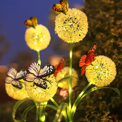 Dekorative Solar-LED-Garten-Löwenzahn-Stecklichter mit Schmetterlingsakzenten Brehn
