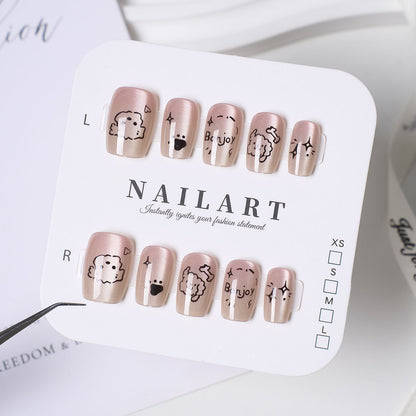 Künstlerisches Stiletto Press-On Nail Set mit floralen Verzierungen Brehn