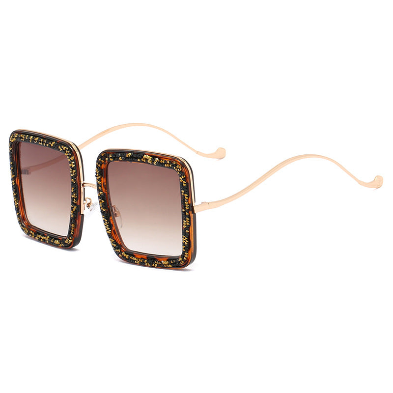 Damen glamouröse Sonnenbrille mit funkelndem Kristallrahmen Brehn