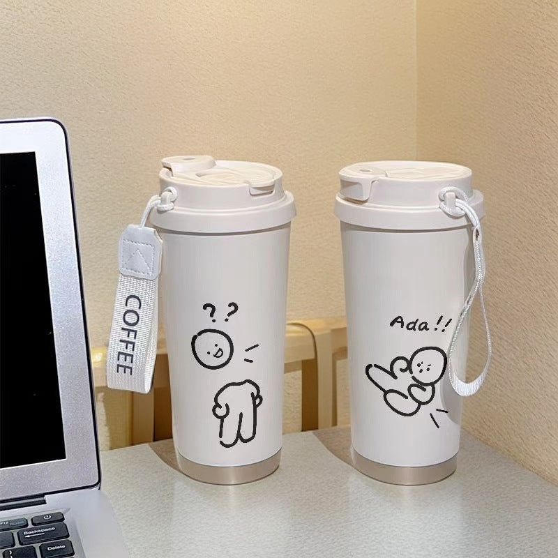 Damen Isolier-Trinkflasche mit praktischem Klappdeckel und charmantem Hello Kitty Design Brehn