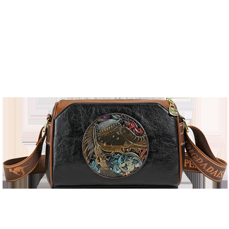 Vintage-inspirierte Leder-Crossbody-Tasche Brehn