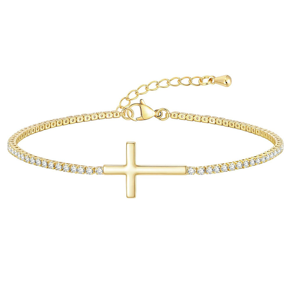 Kristallverziertes Kreuz Charme Armband Brehn