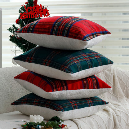 Karierter dekorativer Zierkissenbezug im Tartan‑Look aus weichem Microfleece Brehn