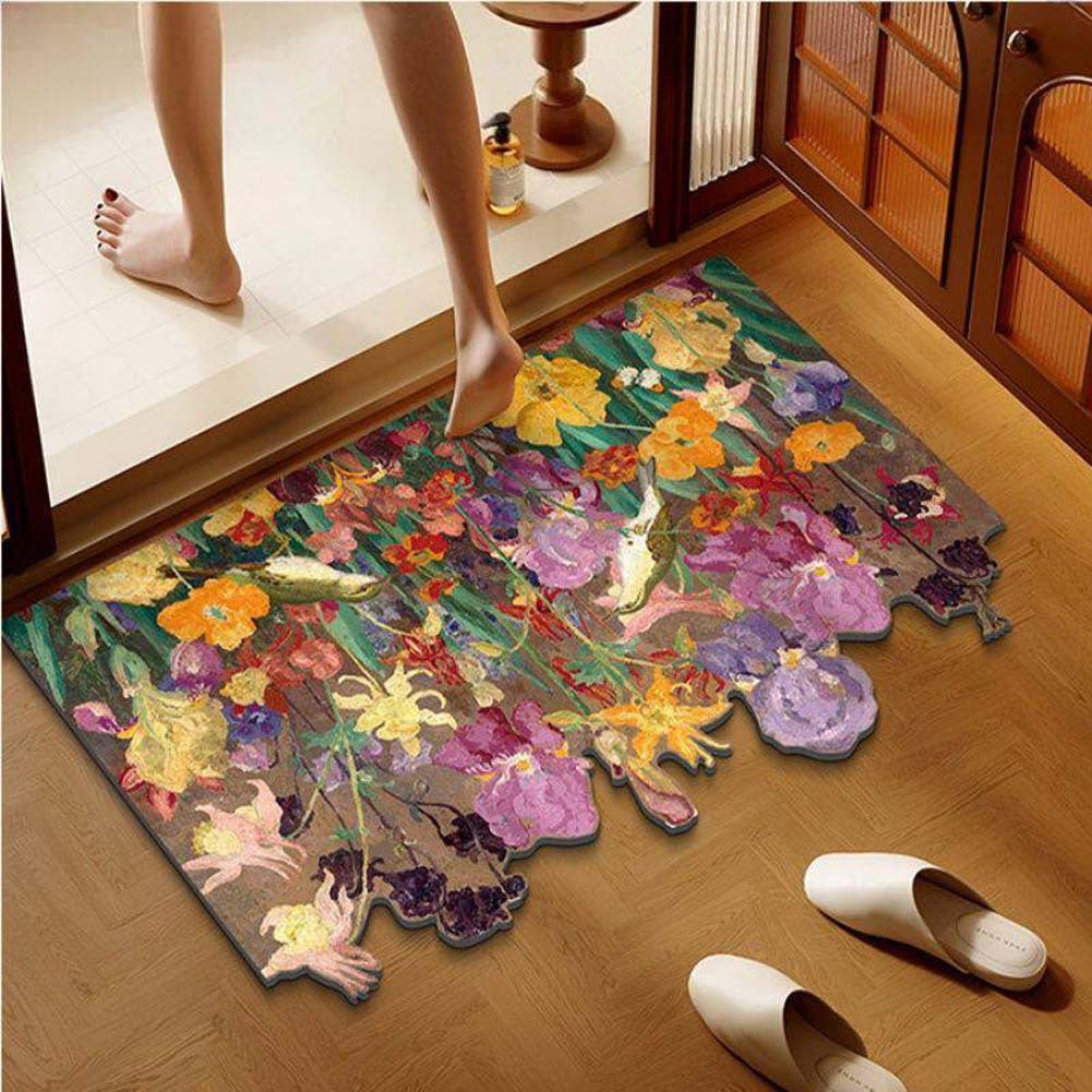 Blumenmotiv rutschfester Badezimmerteppich Brehn