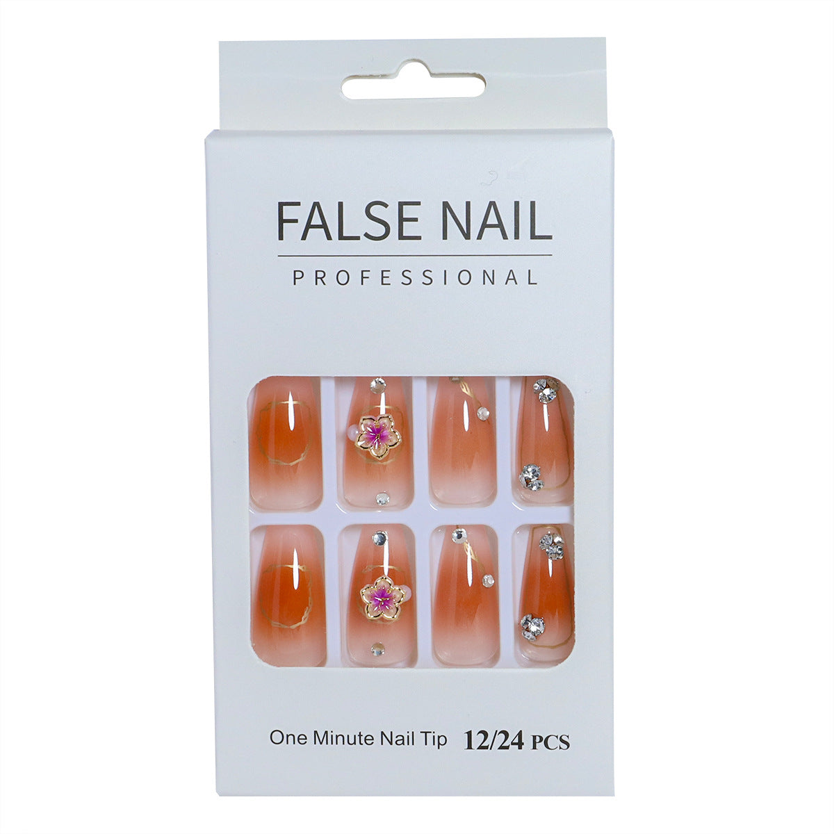Dekorativer Press-On-Nagelset mit 3D-Akzenten Brehn
