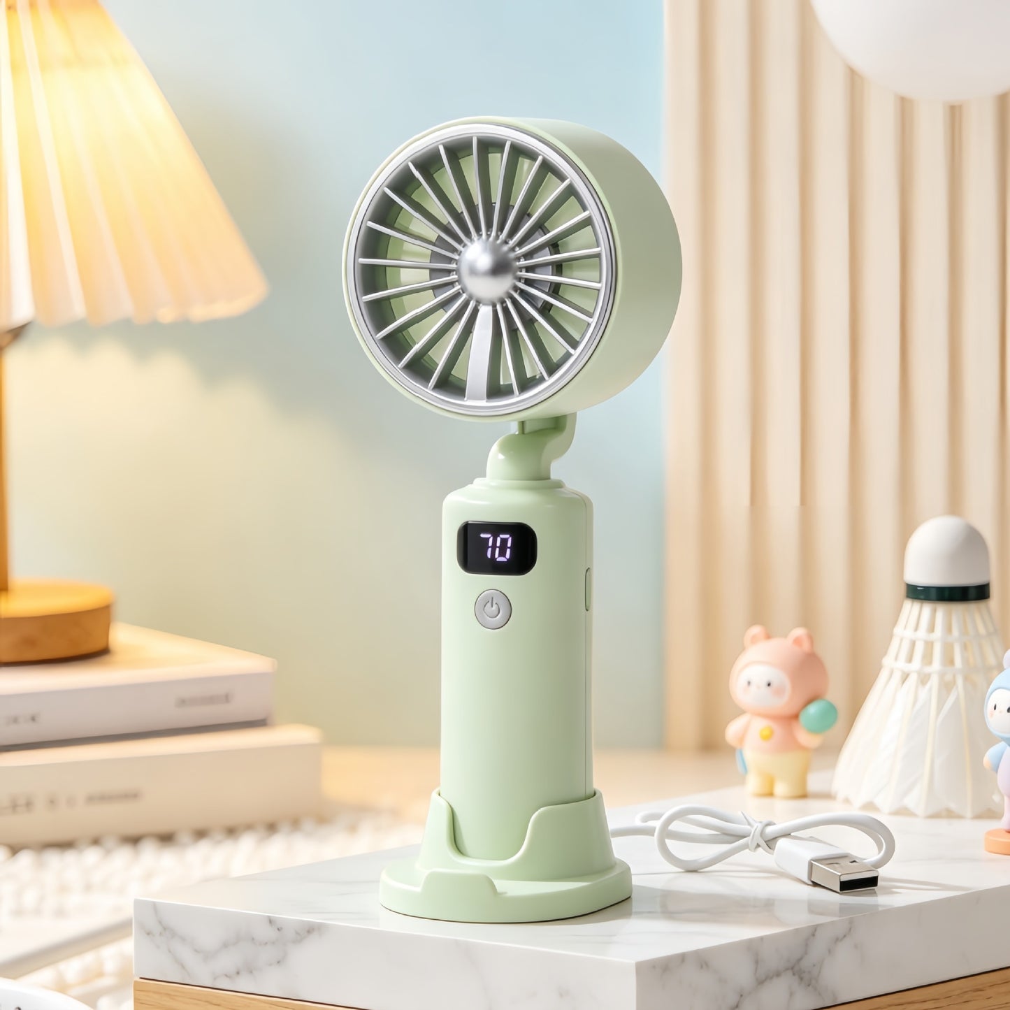 Damen Tragbarer Tischventilator mit digitaler Geschwindigkeitsanzeige Brehn